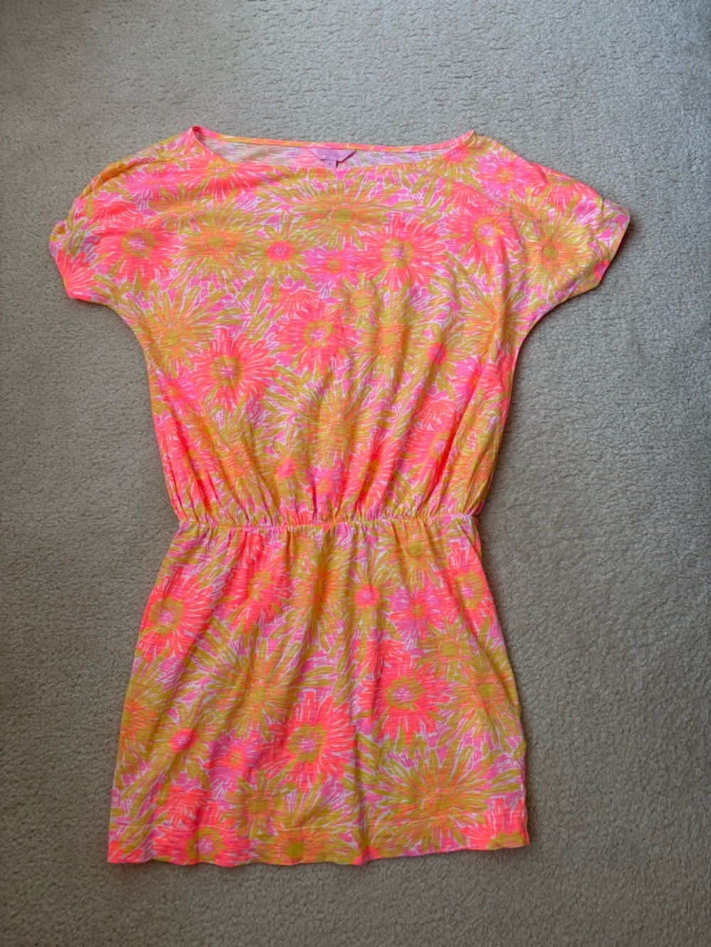 Lilly Pulitzer Carmine elastic waist cotton floral sun-kissed mini dress, sz M